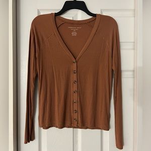 American Eagle - Burnt orange, long sleeved, button down sweater